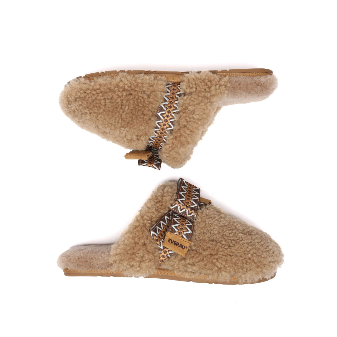 EVERAU Moorhen Brown Bow Slippers Kapcie Brązowe