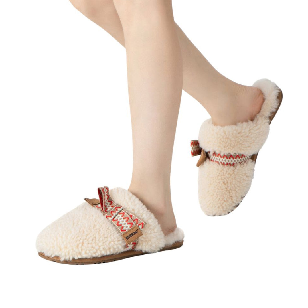 EVERAU Moorhen Cream Bow Slippers Kapcie Kremowe