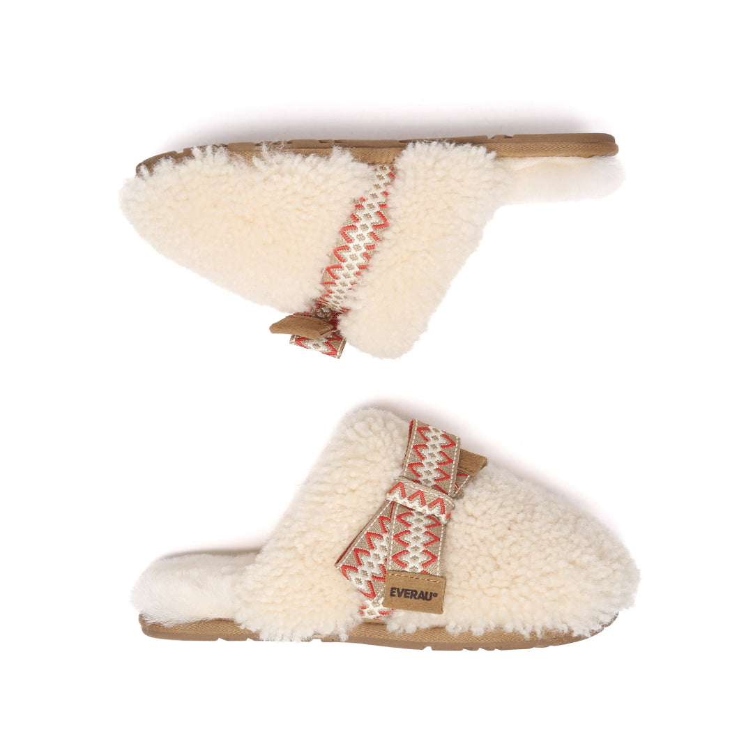 EVERAU Moorhen Cream Bow Slippers Kapcie Kremowe