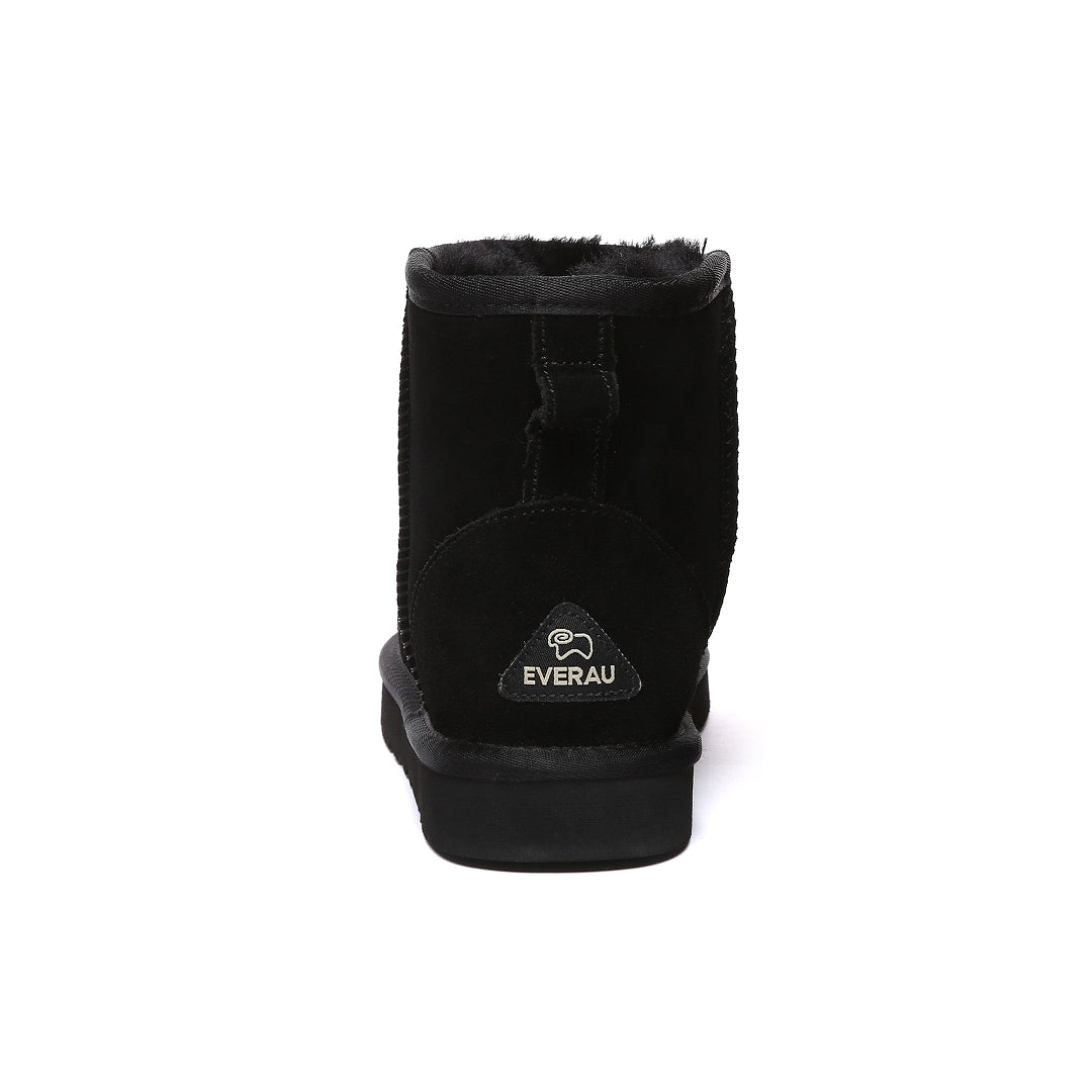 EVERAU Ostrich Black Leather Short Boots Botki Czarne