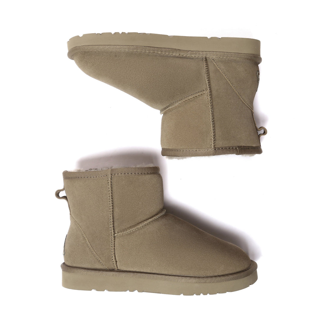 EVERAU Ostrich Caribou Leather Short Boots Botki Brązowe