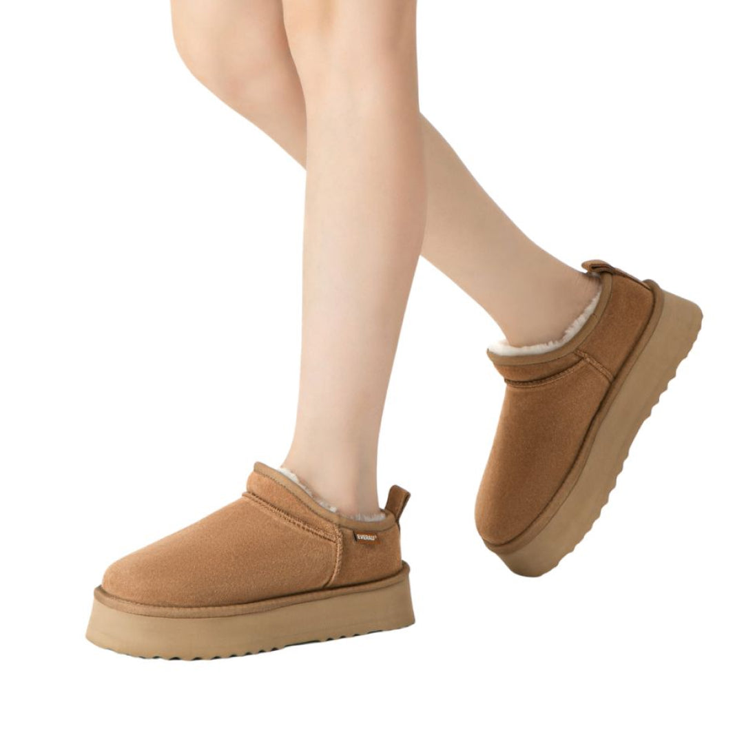 EVERAU Partridge Chestnut Platform Ultra Mini Boots Botki Brązowe