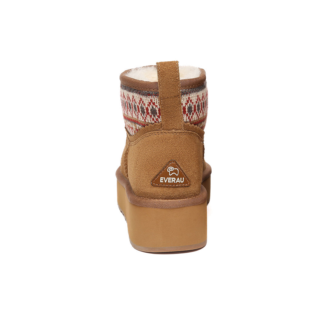EVERAU Plover Chestnut Ankle Platform Boots Botki Brązowe