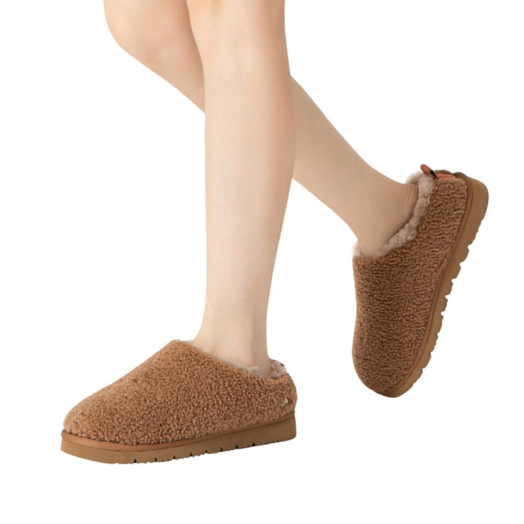 EVERAU Snipe Chestnut Plush Ankle Slippers Kapcie Brązowe