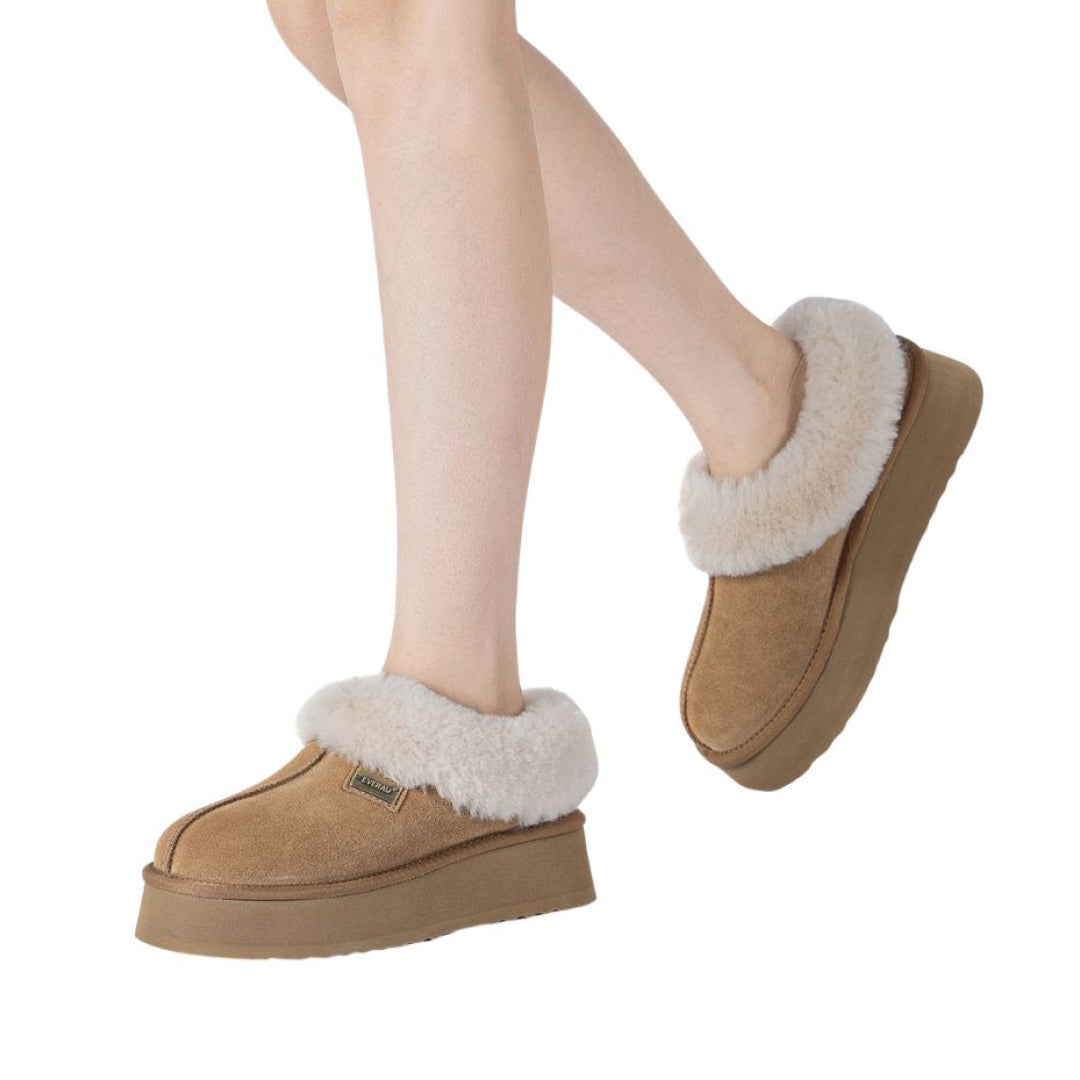 EVERAU Topknot Chestnut Leather Slippers Kapcie Brązowe