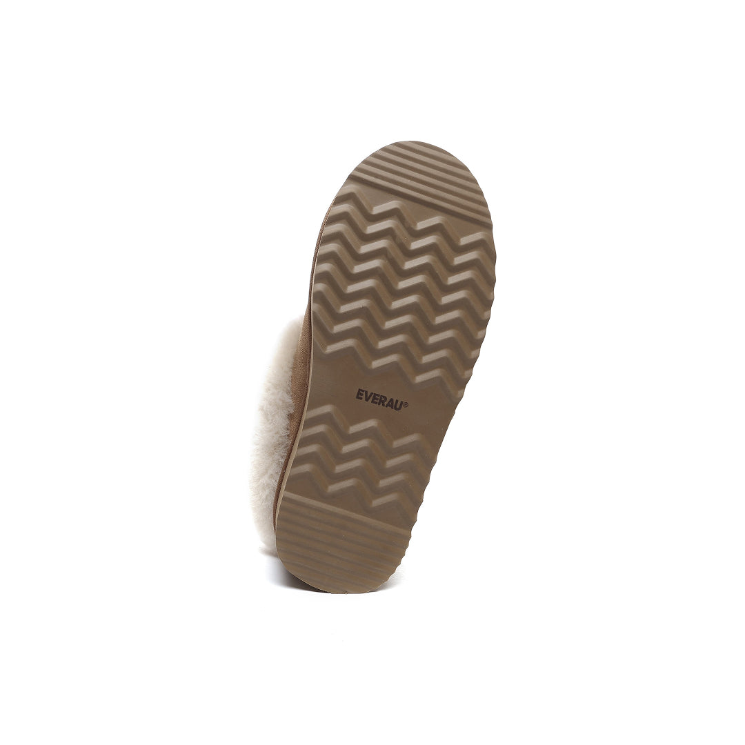 EVERAU Topknot Chestnut Leather Slippers Kapcie Brązowe
