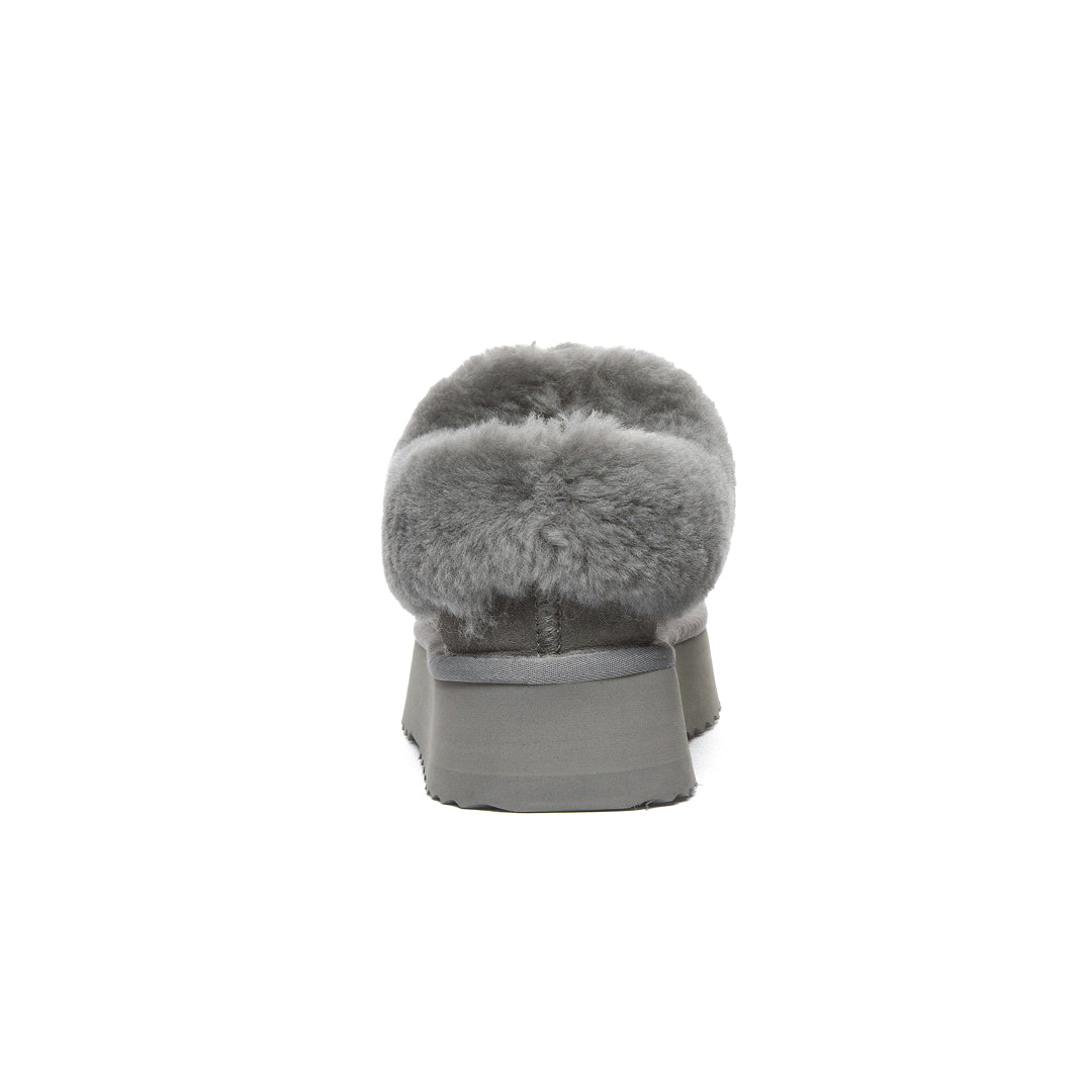 EVERAU Topknot Grey Leather Slippers Kapcie Szare