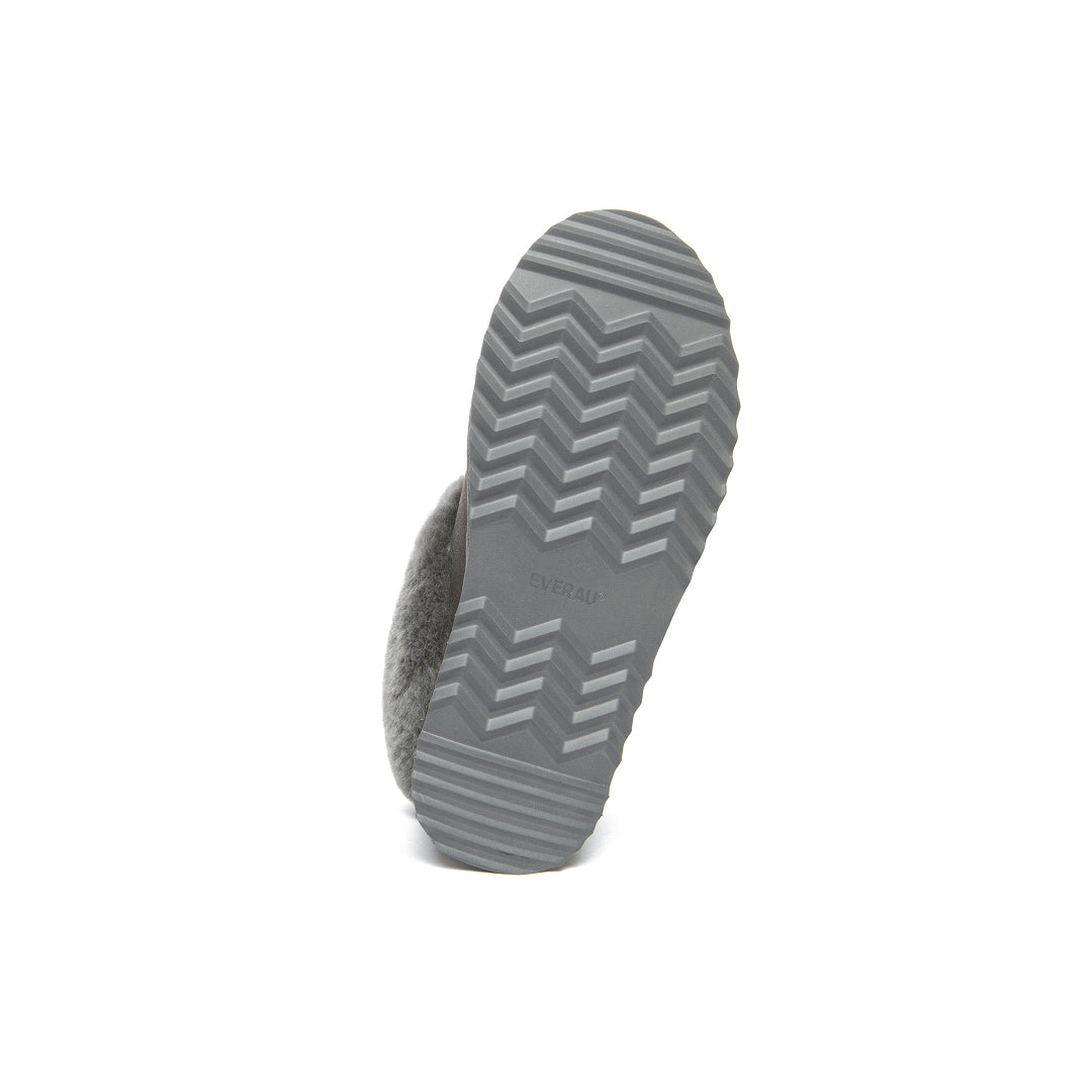 EVERAU Topknot Grey Leather Slippers Kapcie Szare