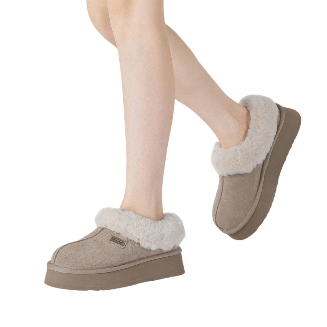 EVERAU Topknot Sand Leather Slippers Kapcie Beżowe
