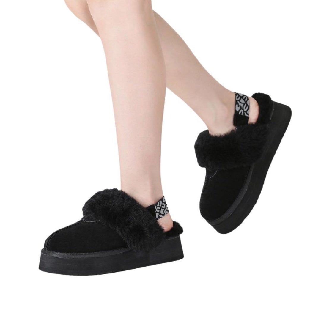 EVERAU Wagtail Black Platform Slippers Kapcie Czarne