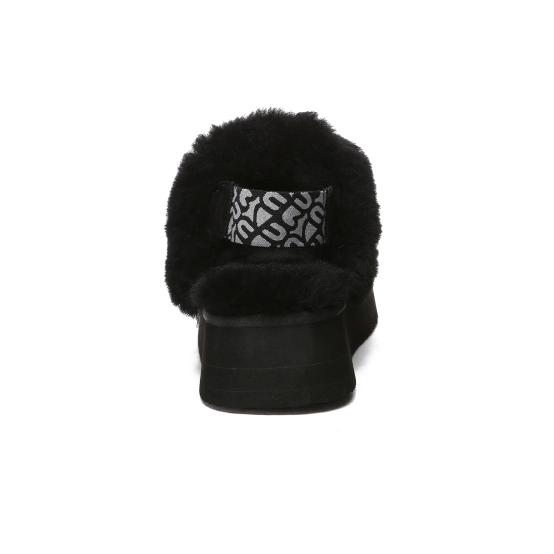 EVERAU Wagtail Black Platform Slippers Kapcie Czarne