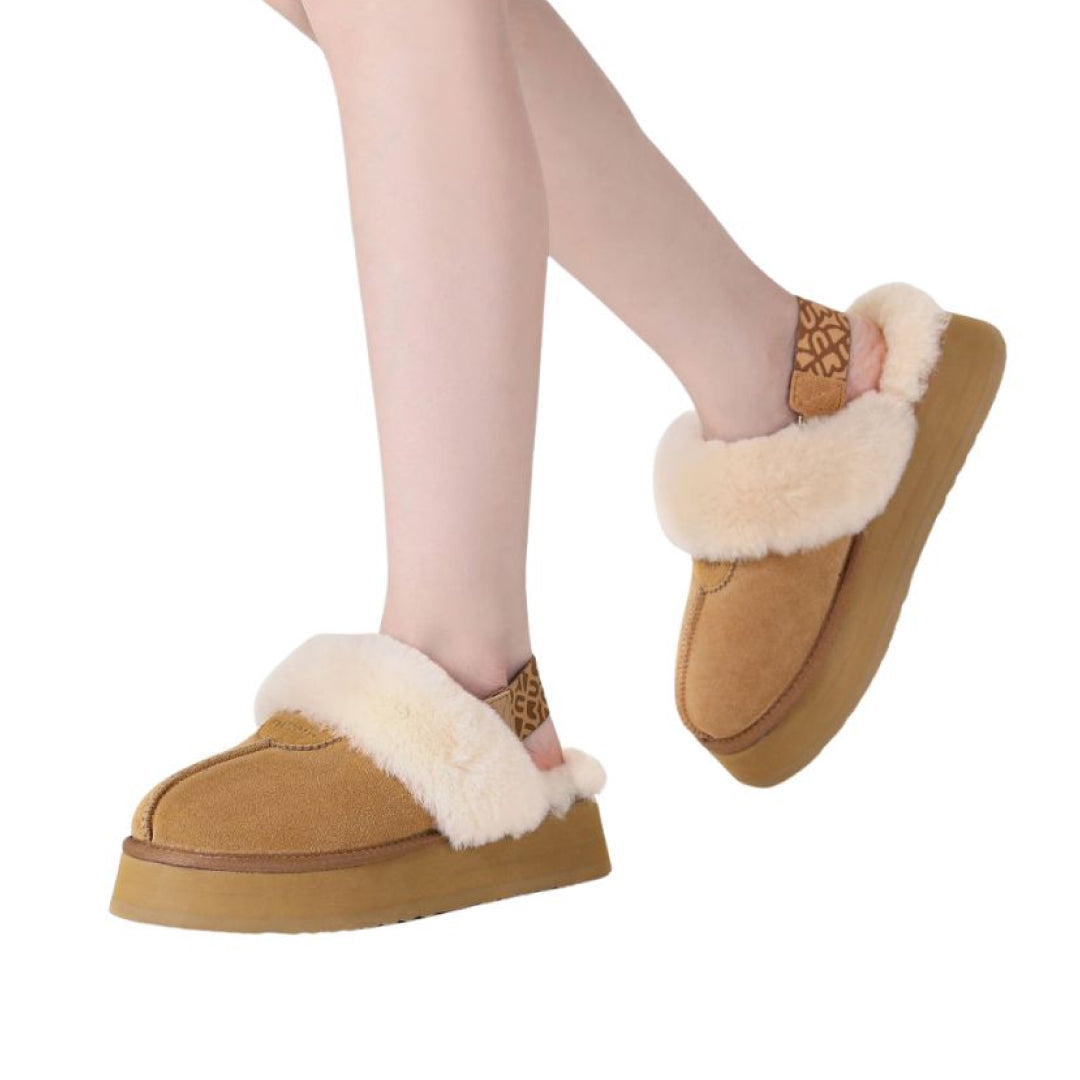 EVERAU Wagtail Chestnut Platform Slippers Kapcie Brązowe