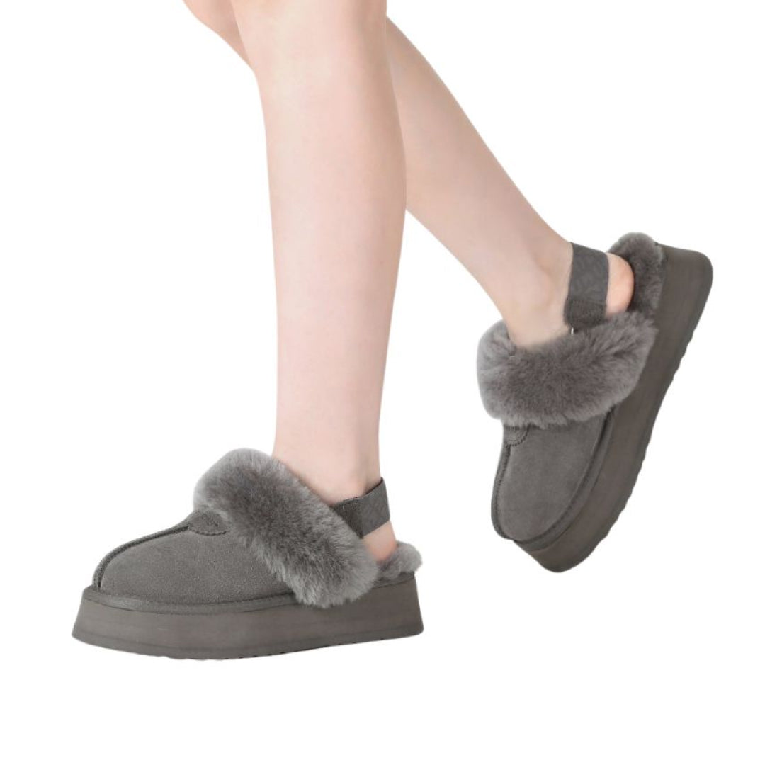 EVERAU Wagtail Grey Platform Slippers Kapcie Szare