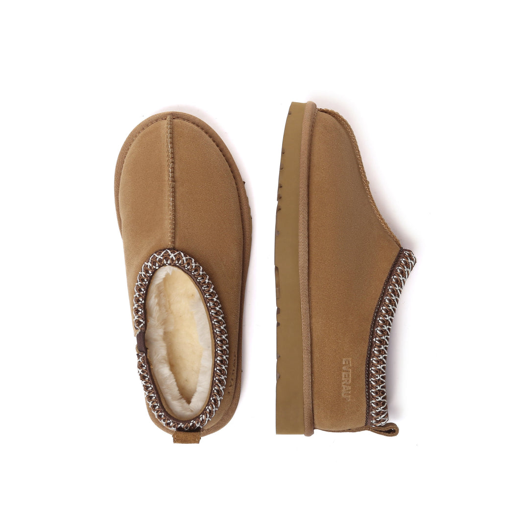 EVERAU Wigeon Chestnut Leather Slippers Kapcie Brązowe