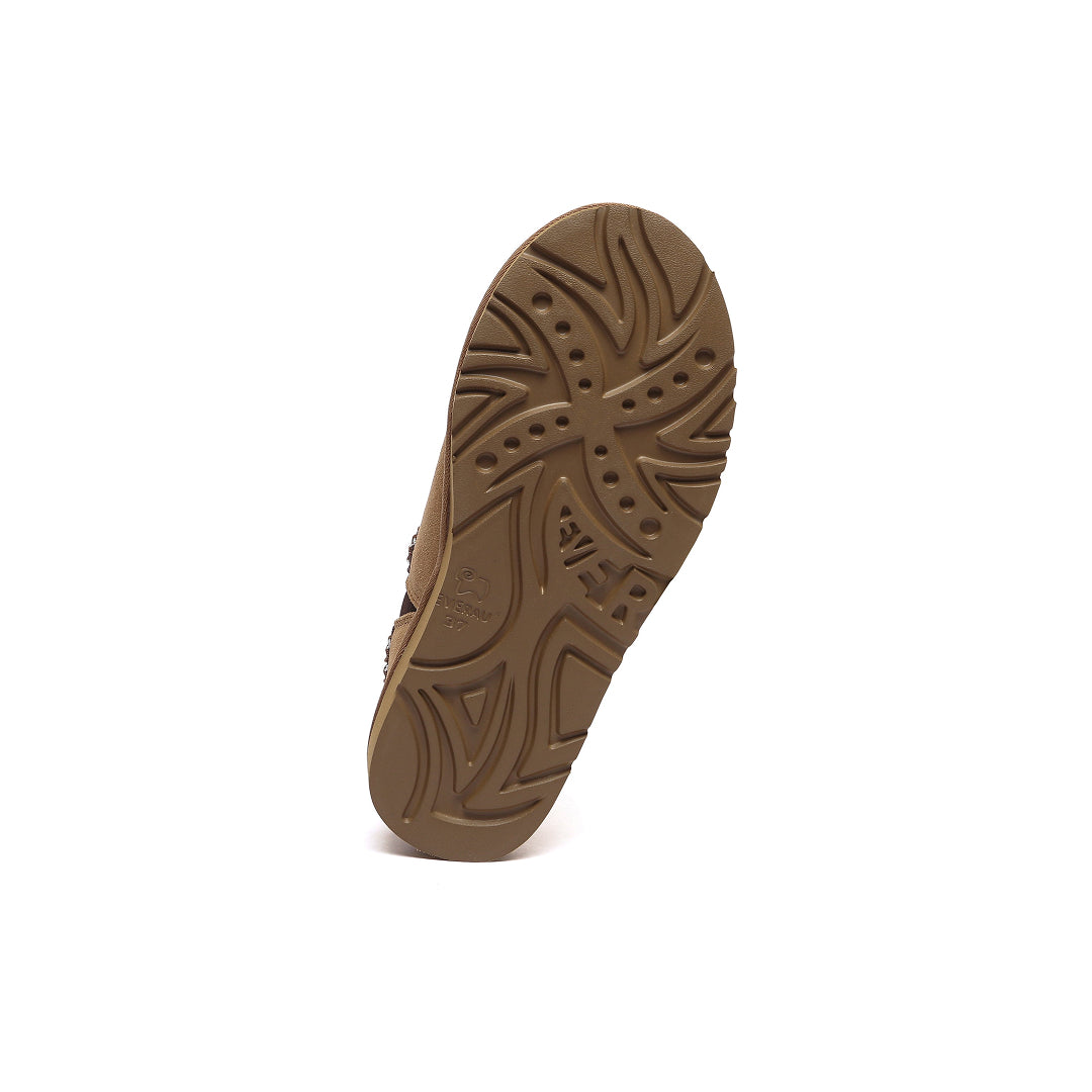 EVERAU Wigeon Chestnut Leather Slippers Kapcie Brązowe