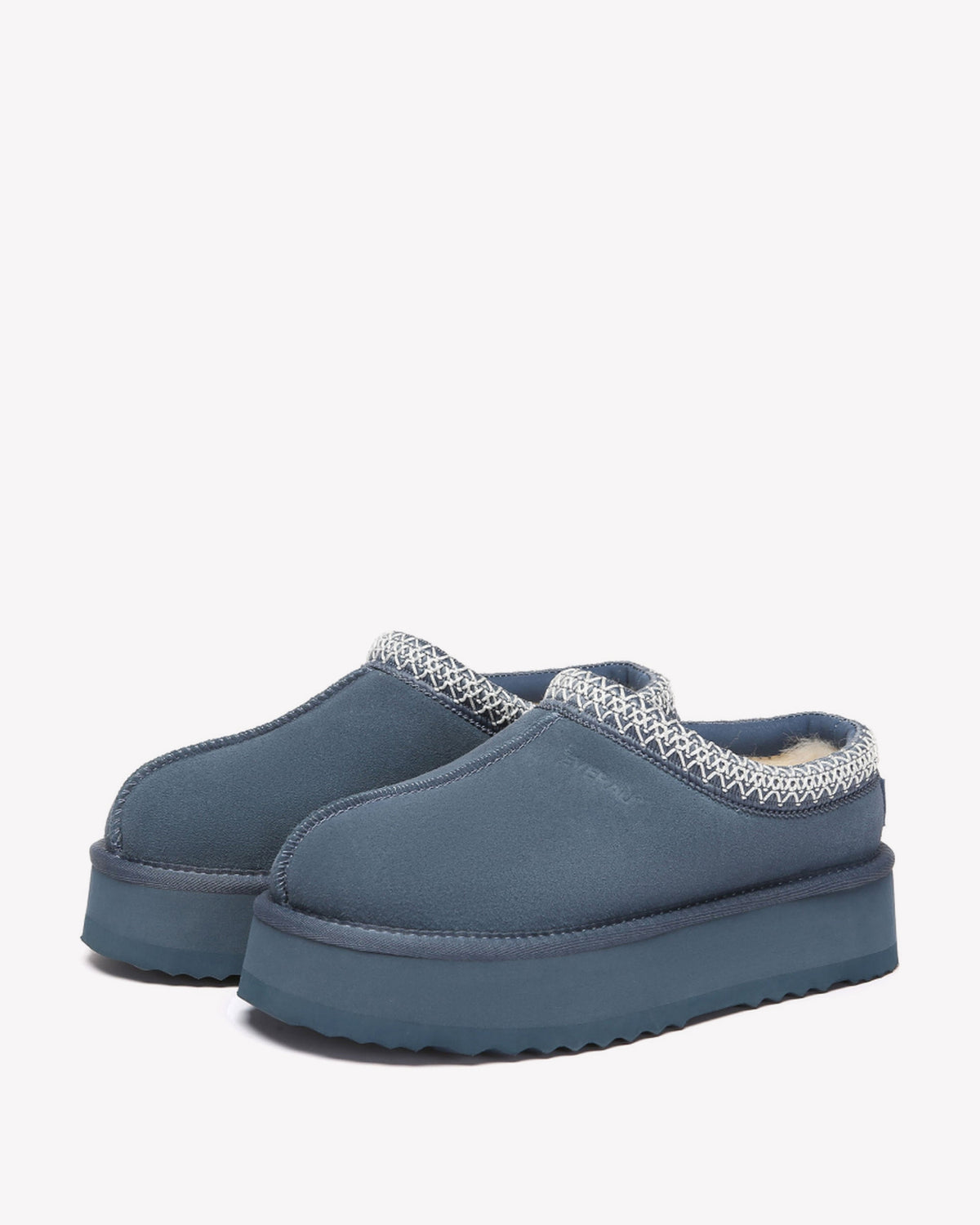 EVERAU Wonga Leather Slippers Kapcie Niebieskie